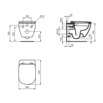  Vas WC suspendat Ideal Standard, Tesi RimLS+, alb