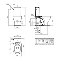 Vas Wc stativ Ideal Standard, Tesi AquaBlade®, back-to-wall, alb