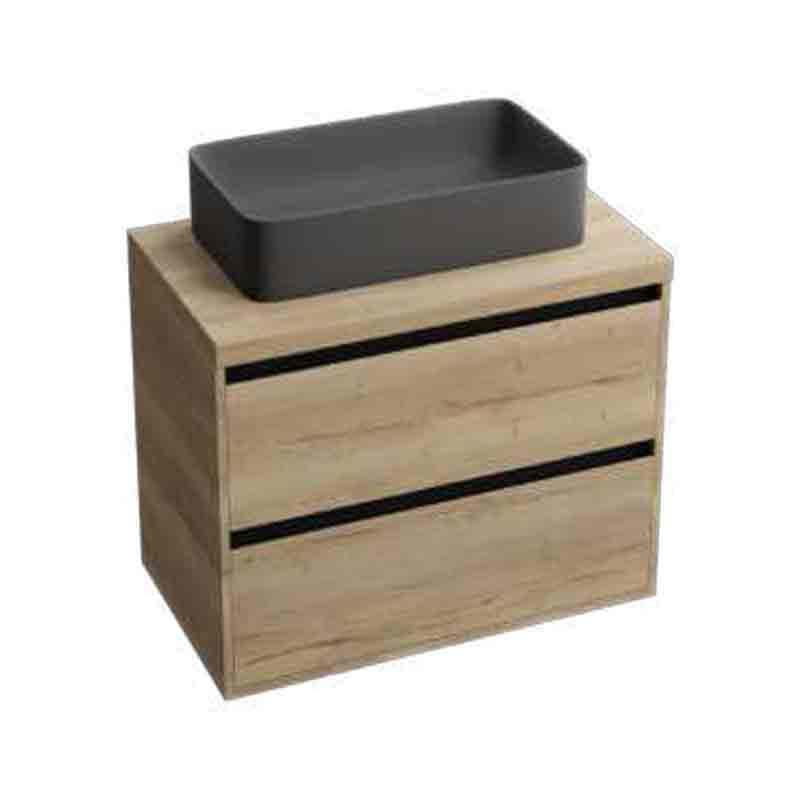 Mobilier suspendat pentru lavoar, Spectrum, Manitoba, 60 cm, ornamente negre, nuc