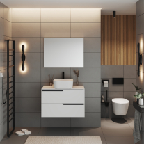 Mobilier cu blat pentru lavoar Fluminia, Bari 80, alb mat