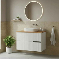 Mobilier pentru lavoar pe blat Fluminia, Malta, finisaj riflat, 80 cm, alb