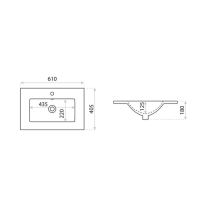 Lavoar pentru mobilier, Spectrum, Flamengo, slim, 60 cm, alb