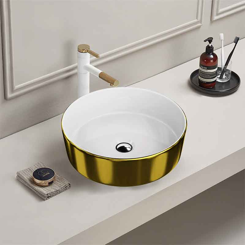 Lavoar pe blat Spectrum, Rosina Gold White, rotund, auriu-alb