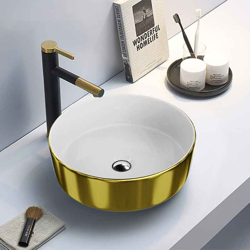 Lavoar pe blat Spectrum, Rosina Gold White, rotund, auriu-alb