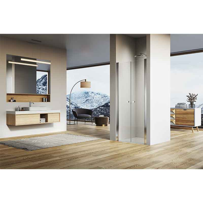 Ușă de nișă batantă Ronal, Solino, din 2 piese, 90x200, crom lucios