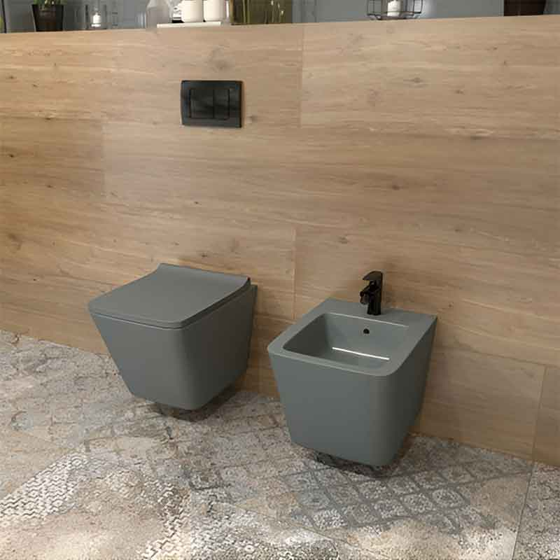 Bideu suspendat Spectrum, Lima, cu fixare ascunsă, 34 x 48.5 cm, gri mat