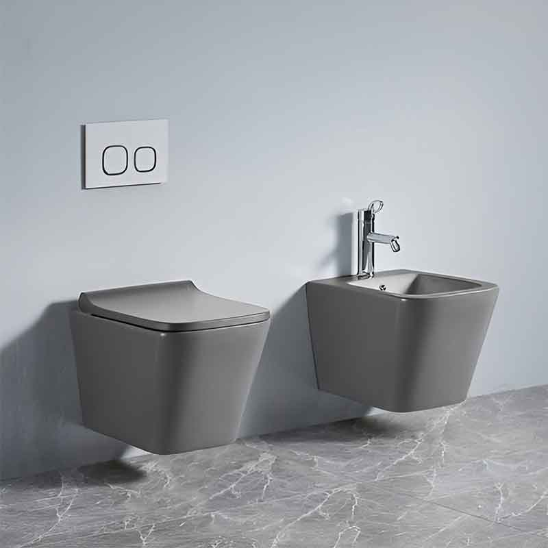 Bideu suspendat Spectrum, Lima, cu fixare ascunsă, 34 x 48.5 cm, gri mat