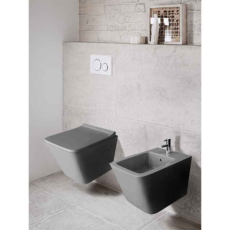 Bideu suspendat Spectrum, Lima, cu fixare ascunsă, 34 x 48.5 cm, gri mat