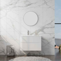 Mobilier pentru lavoar, Spectrum, Alcazar 80, colț rotunjit și lavoar din sticlă, alb