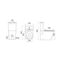 Set WC monobloc Spectrum, Clementina Black, Rimless Protect, cu capac și rezervor, 38x60.5 cm, negru mat