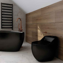 Set WC monobloc, Spectrum, Olimpos, Rimless Protect, cu capac și rezervor, negru mat