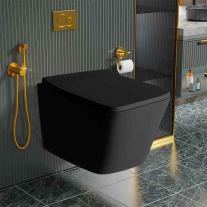 Vas WC suspendat Spectrum Lima, Rimless Protect, 34 x 48.5 cm, negru mat