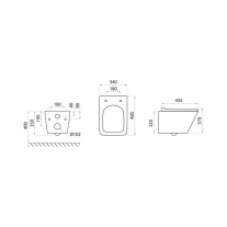 Vas WC suspendat Spectrum Lima, Rimless Protect, 34 x 48.5 cm, negru mat