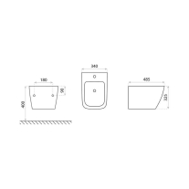 Bideu suspendat Spectrum, Lima, cu fixare ascunsă, 34 x 48.5 cm, negru mat