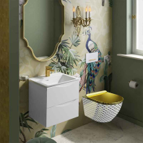  Set WC suspendat Spectrum, Trendi Slim, rimless, cu capac, 36.5 x 49 cm, alb-auriu