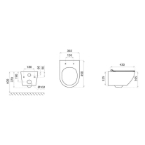  Set WC suspendat Spectrum, Trendi Slim, rimless, cu capac, 36.5 x 49 cm, alb-auriu