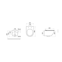 Set WC suspendat Spectrum, Trendi Slim, rimless, cu capac soft close, auriu-negru