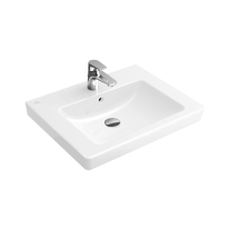 Set mobilier suspendat cu lavoar, Villeroy & Boch, Subway 2.0, 60 cm, mâner crom mat, alb lucios