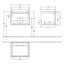 Set mobilier suspendat cu lavoar, Villeroy & Boch, Subway 2.0, 60 cm, mâner crom mat, alb lucios