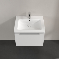 Set mobilier și lavoar suspendat, Villeroy & Boch, Subway 2.0, 60 cm, mâner crom lucios, alb lucios