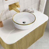 Lavoar pe blat Spectrum, Rosina Gold Line, rotund, alb-auriu