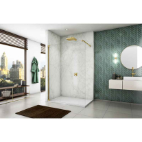 Paravan de duș Walk-In Ronal, Cadura, sticlă securizată de 6 mm, 110 x 200 cm, profil auriu