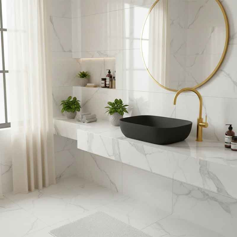 Lavoar pe blat Spectrum, Gineta Black, dreptunghiular rotunjit, negru mat