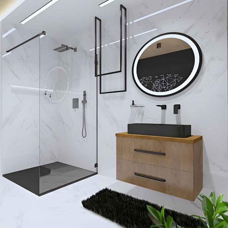 Lavoar pe blat Spectrum, Petra Black, dreptunghiular, negru mat