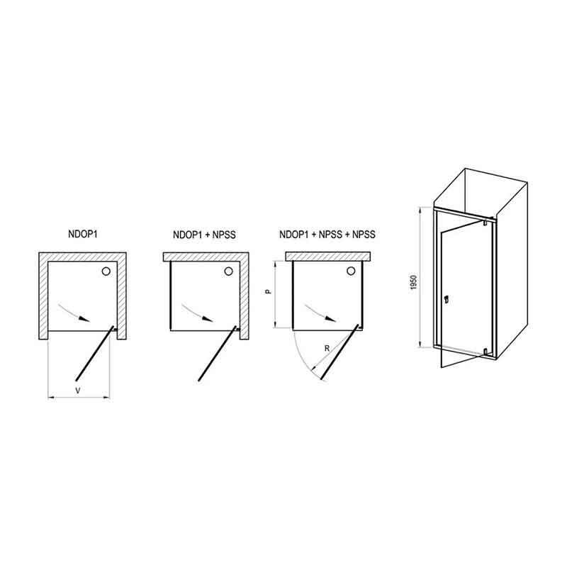 Ușă pivotantă Ravak, Nexty, pentru cabină sau nișă, 90x195 cm, profil crom