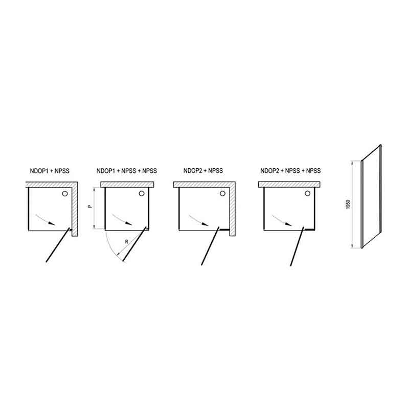 Perete lateral fix Ravak, Nexty, 100 x 195 cm, profil crom