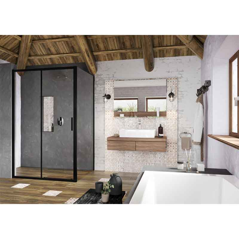 Perete lateral fix Ravak, Blix Slim, BLSP2-80, 80 x 195 cm, negru mat