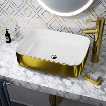 Lavoar pe blat Spectrum, Castor Gold White, dreptunghiular rotunjit, auriu lucios-alb