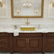 Lavoar pe blat Spectrum, Castor Gold White, dreptunghiular rotunjit, auriu lucios-alb