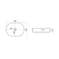 Lavoar pe blat Spectrum, Basta Black, oval, negru mat