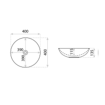 Lavoar pe blat Spectrum, Moana Black, rotund, negru mat