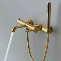 Baterie cadă-duș LaVita, Verdi, monocomandă cu montaj pe perete, brushed gold