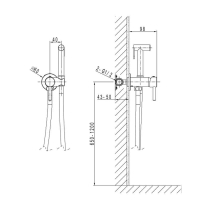 Set duș igienic LaVita, Verdi, furtun 120 cm, corp încastrat, brushed copper