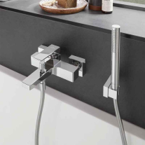 Baterie cadă-duș Villeroy&Boch, Architectura Square, montaj pe perete,  crom