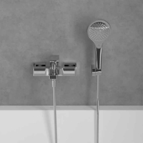 Baterie cadă-duș Villeroy&Boch, Architectura Square, montaj pe perete,  crom