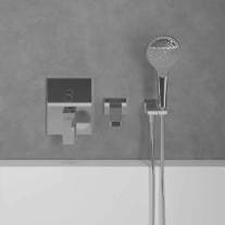 Baterie cadă duș Villeroy&Boch, Architectura Square, încastrabilă, parte vizibilă, crom