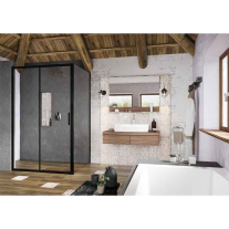 Perete lateral fix Ravak, Blix Slim, BLSP2-90, 90 x 195 cm, negru mat