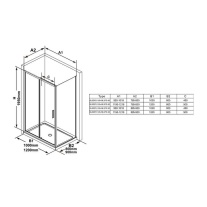 Perete lateral fix Ravak, Blix Slim, BLSP2-90, 90 x 195 cm, negru mat