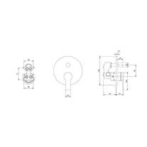 Baterie cadă-duș Villeroy&Boch, Architectura, montaj încastrat, parte vizibilă, crom