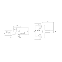 Baterie cada-dus Villeroy&Boch, Architectura, cu montaj pe perete, crom