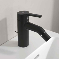 Baterie pentru bideu Villeroy&Boch, Skyla, cu ventil cu tijă, negru mat