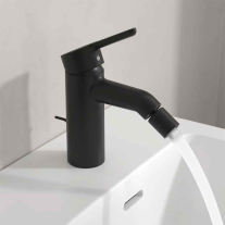 Baterie pentru bideu Villeroy&Boch, Skyla, cu ventil cu tijă, negru mat