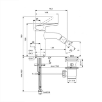 Baterie pentru bideu Villeroy&Boch, Skyla, cu ventil cu tijă, negru mat