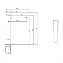  Baterie înaltă pentru lavoar Villeroy&Boch, Architectura Square 257, cu ventil click-clack, negru mat