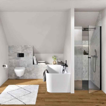  Baterie cadă-duș Villeroy&Boch, Architectura Square, montaj pe perete, negru mat