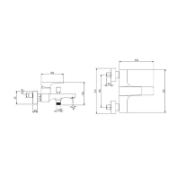 Baterie cadă-duș Villeroy&Boch, Architectura Square, montaj pe perete, brushed gold